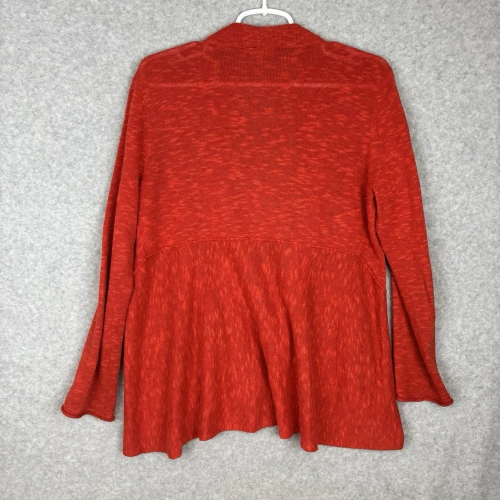 Eileen Fisher Womens Sz Petite PM Linen Blend Open Front Cardigan Sweater Orange - Picture 5 of 7